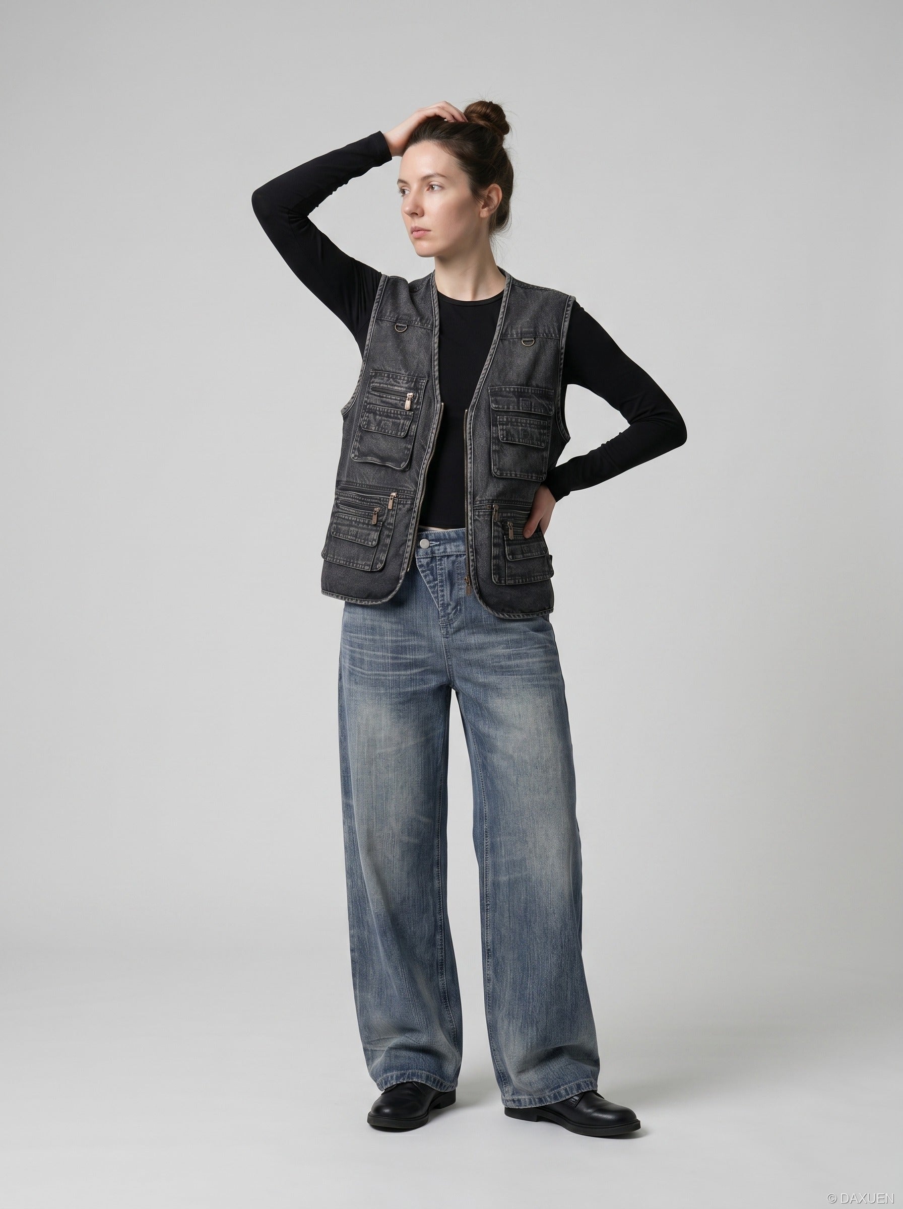Vintage Vibe Wide-Leg Denim Jeans
