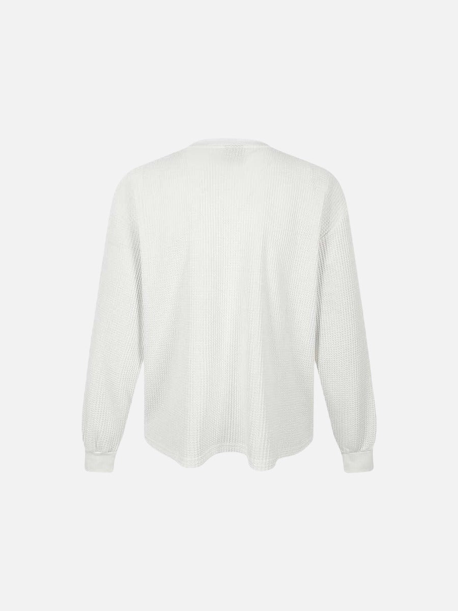 Camiseta de manga larga con gráfico de punto gofre