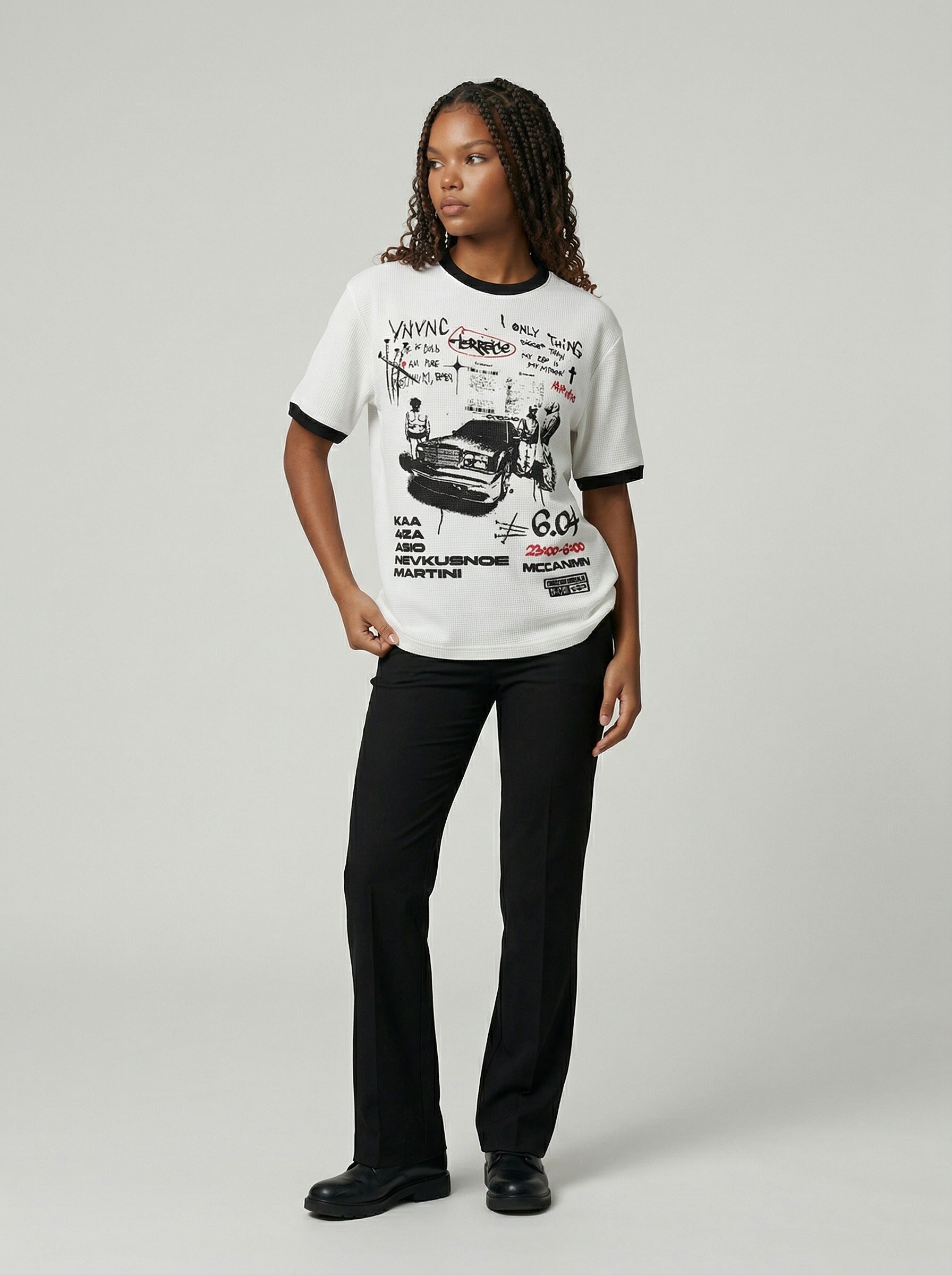 Camiseta Gráfica de Punto Waffle