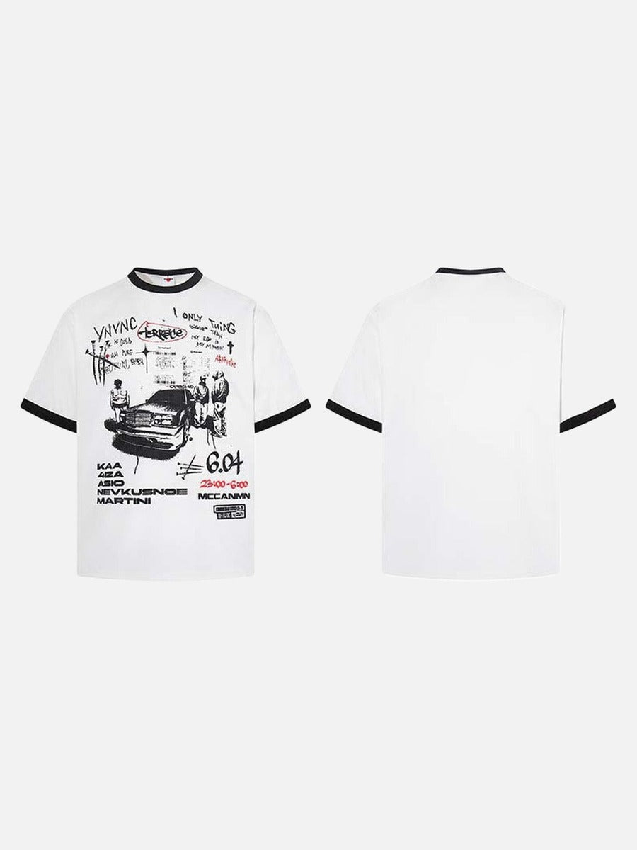 Camiseta Gráfica de Punto Waffle
