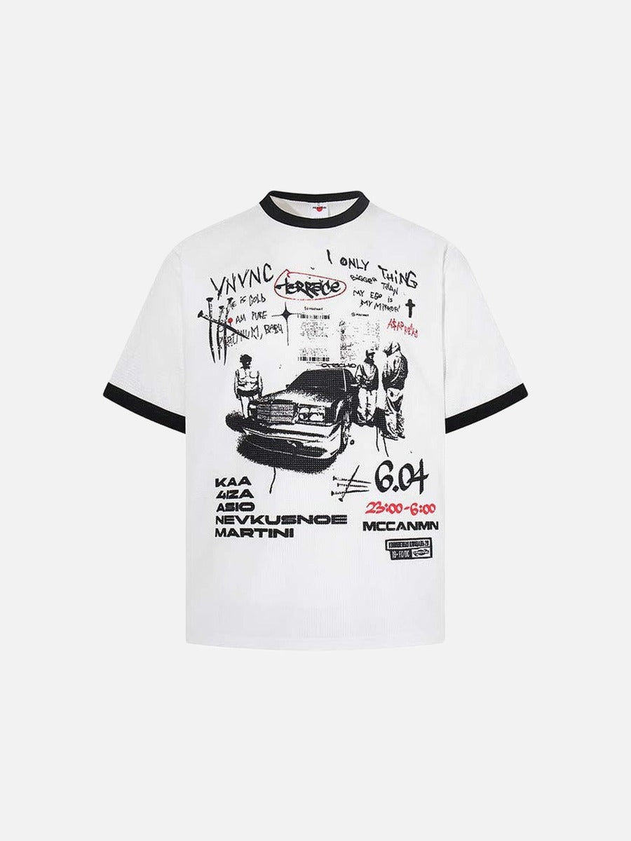 Camiseta Gráfica de Punto Waffle