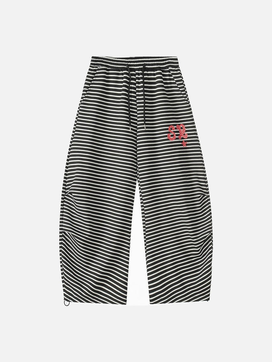 Pantalones de chándal de pierna ancha con rayas onduladas