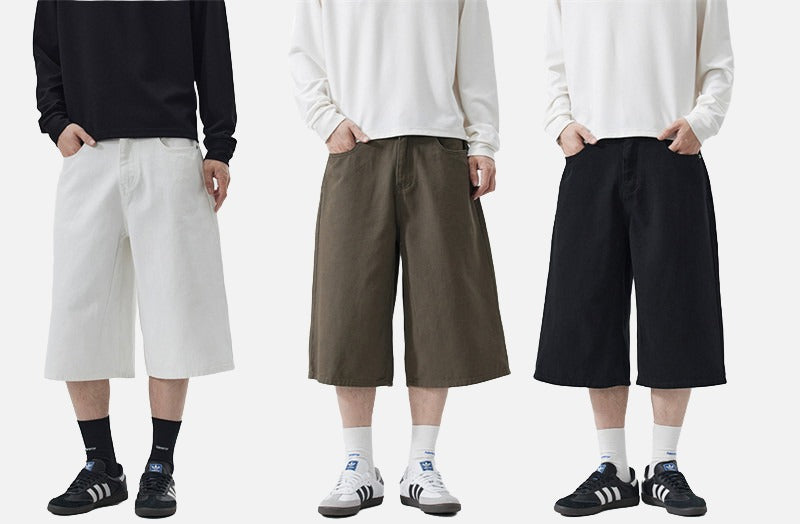 Pantalones cropped de pierna ancha para hombre