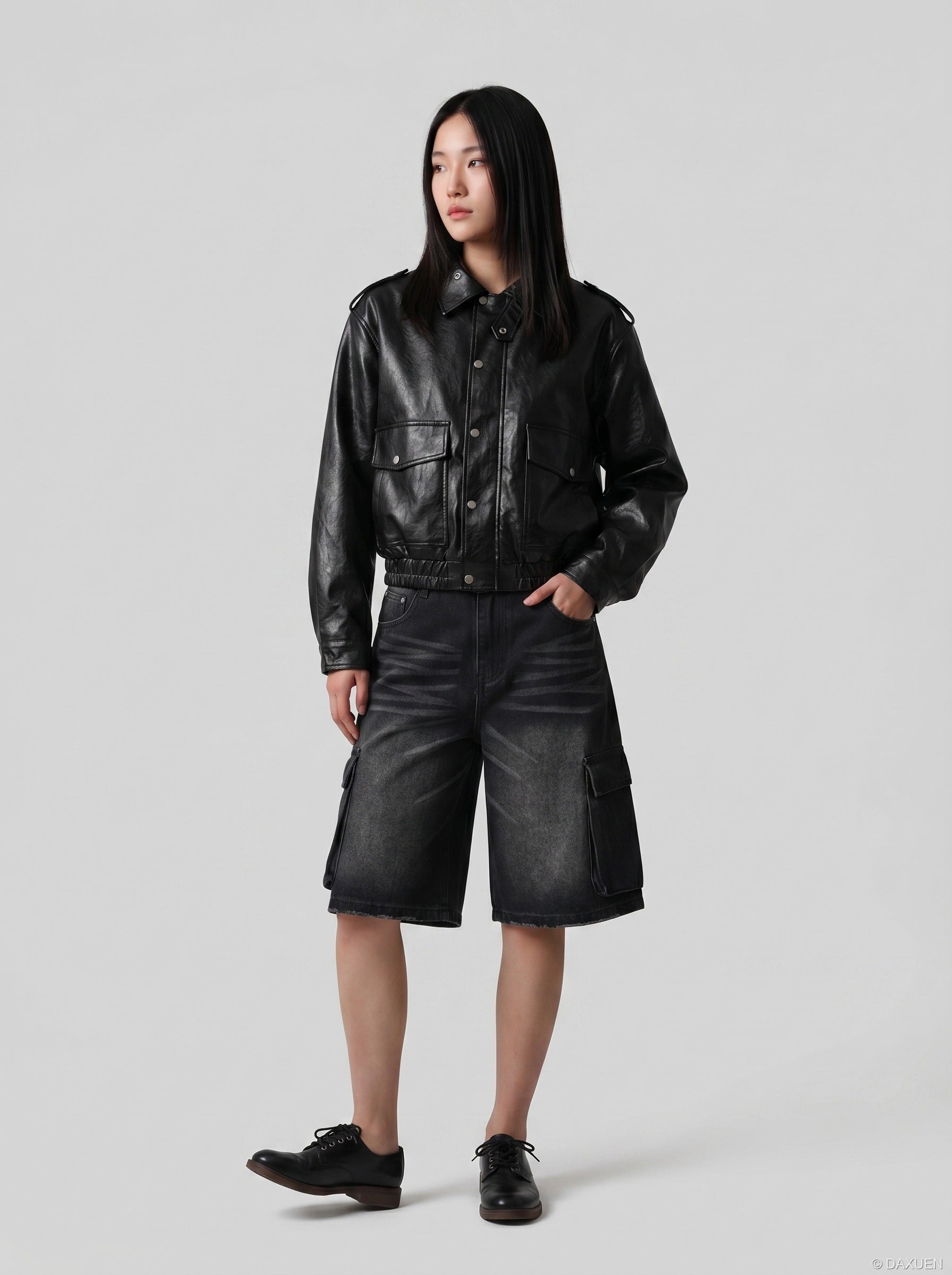 Pantalones cortos de mezclilla anchos tipo cargo