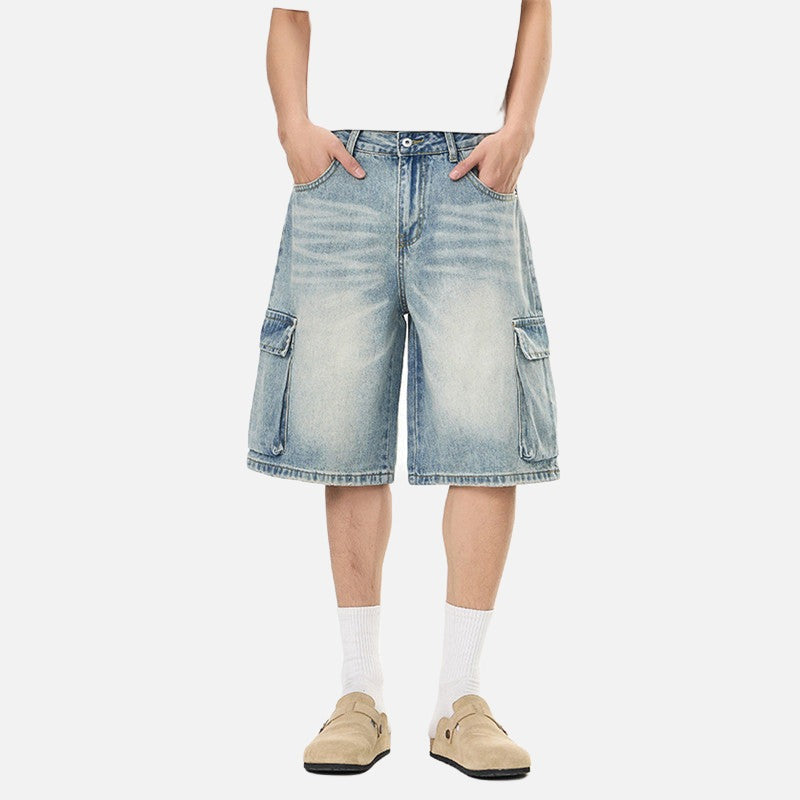 Pantalones cortos de mezclilla anchos tipo cargo