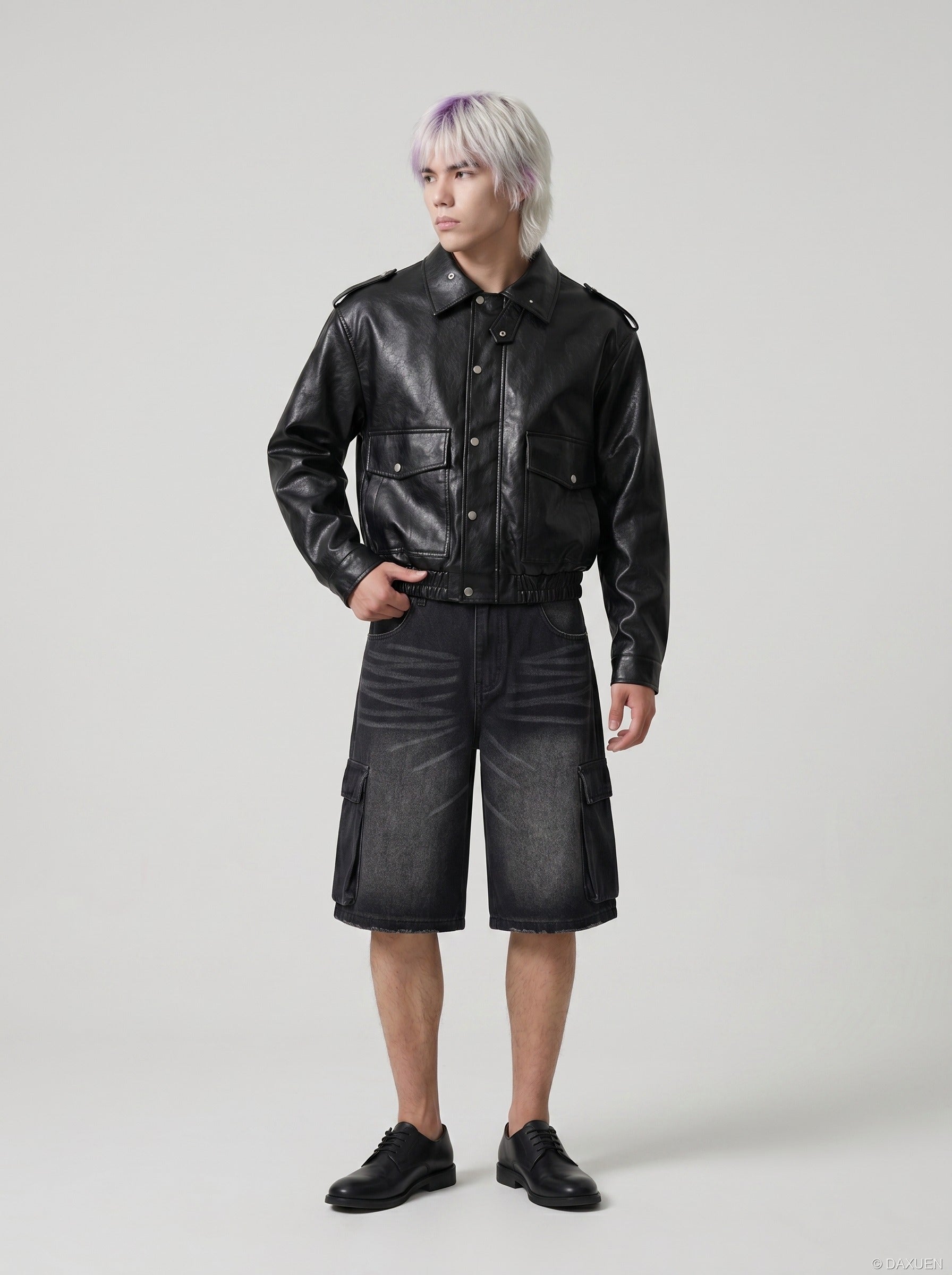 Pantalones cortos de mezclilla anchos tipo cargo