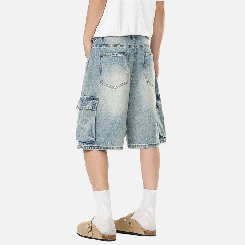 Pantalones cortos de mezclilla anchos tipo cargo