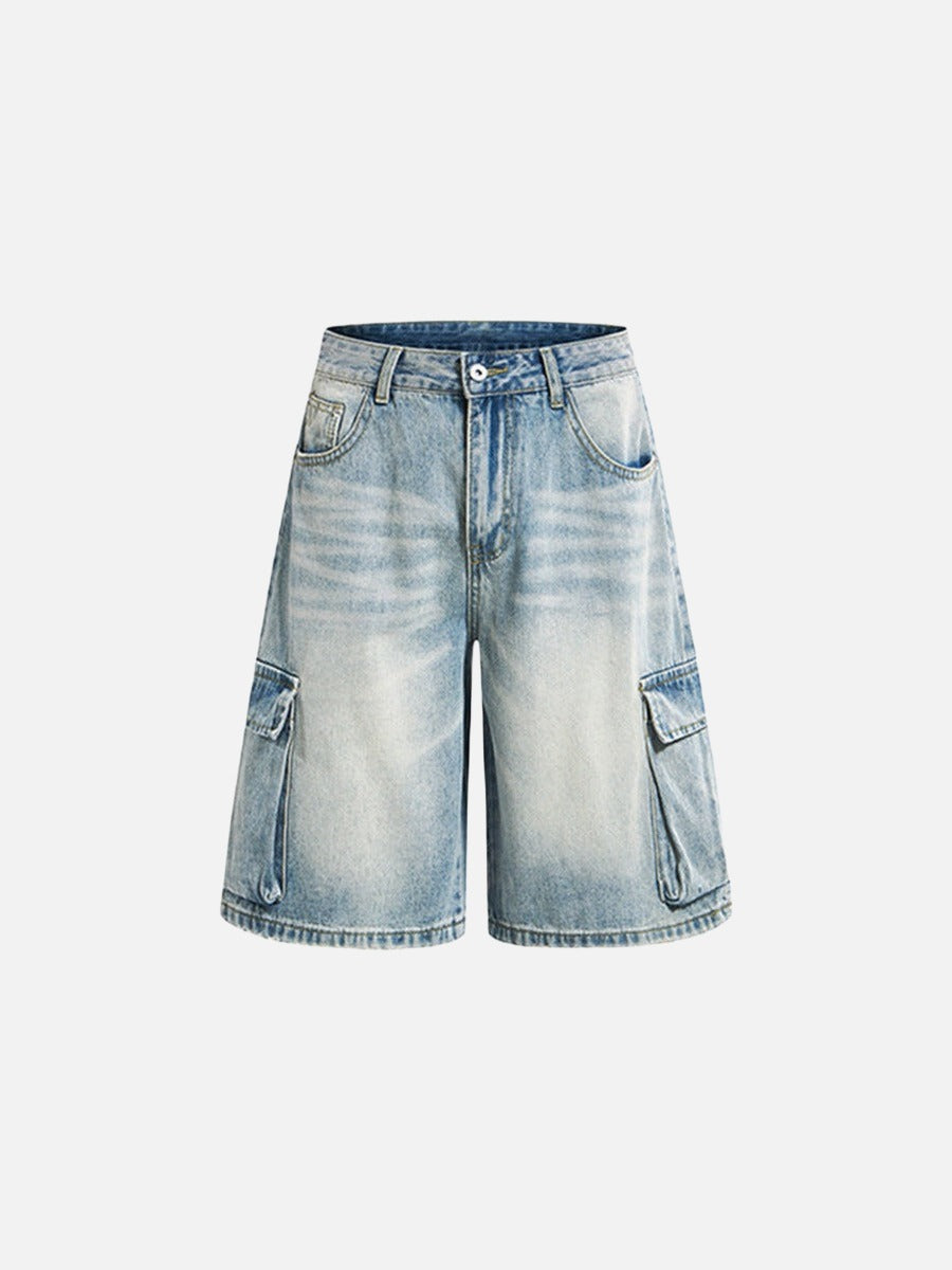 Pantalones cortos de mezclilla anchos tipo cargo