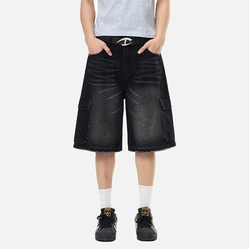 Pantalones cortos de mezclilla anchos tipo cargo