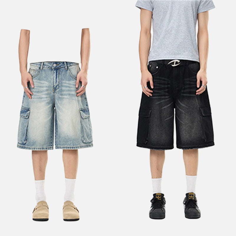 Pantalones cortos de mezclilla anchos tipo cargo