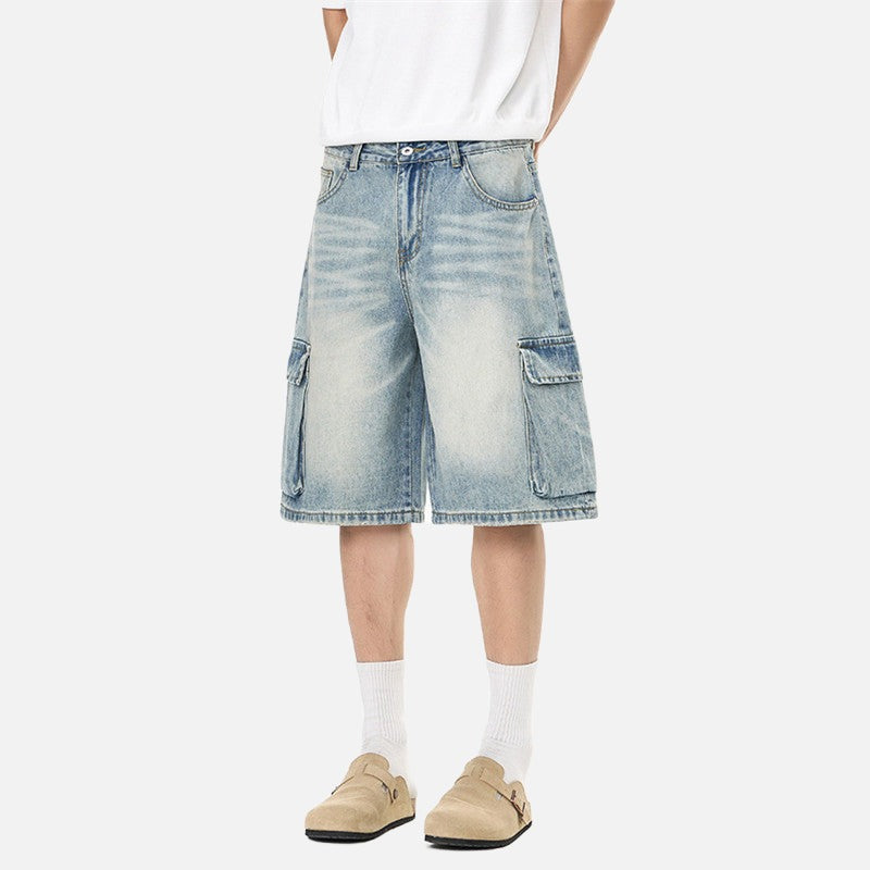 Pantalones cortos de mezclilla anchos tipo cargo