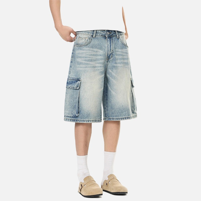 Pantalones cortos de mezclilla anchos tipo cargo