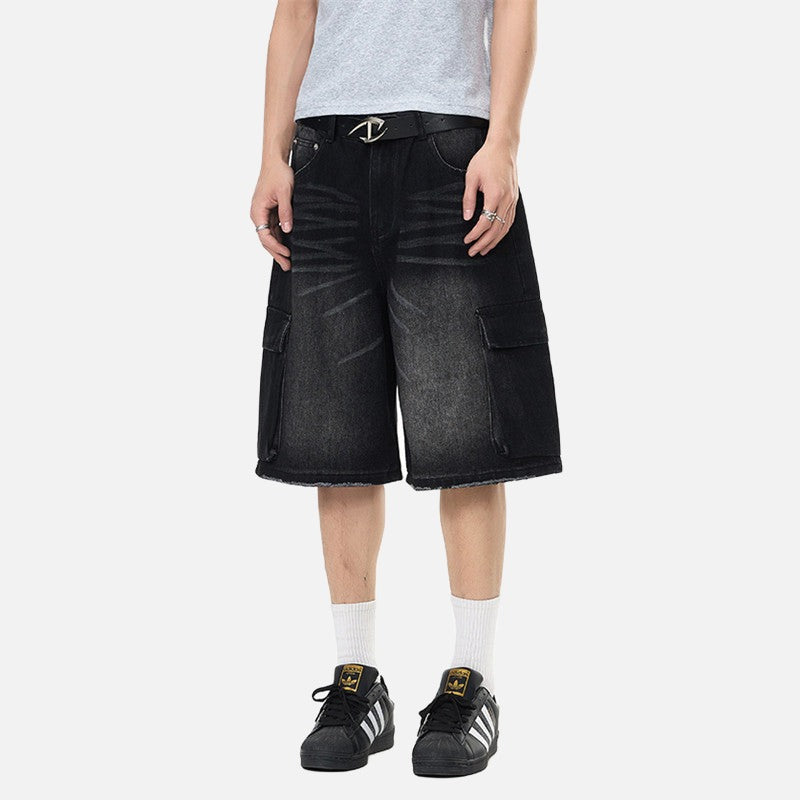 Pantalones cortos de mezclilla anchos tipo cargo