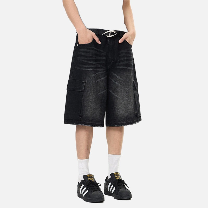 Pantalones cortos de mezclilla anchos tipo cargo
