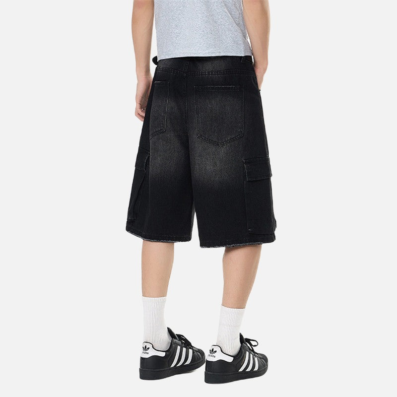 Pantalones cortos de mezclilla anchos tipo cargo