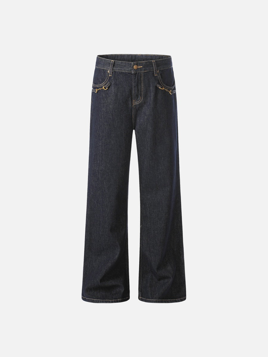 Wide-Leg Denim Jeans - Dark Indigo, White, Black