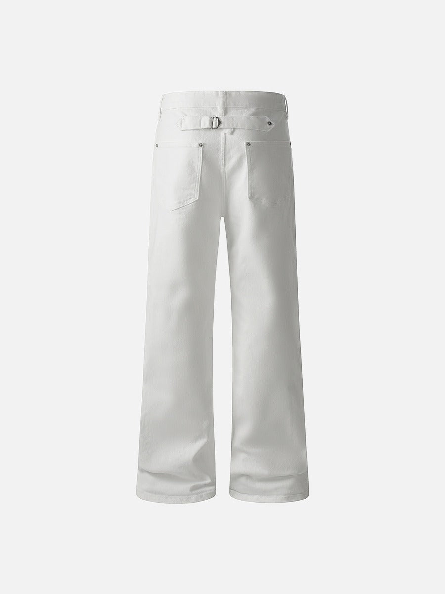 Wide-Leg Denim Jeans - Dark Indigo, White, Black