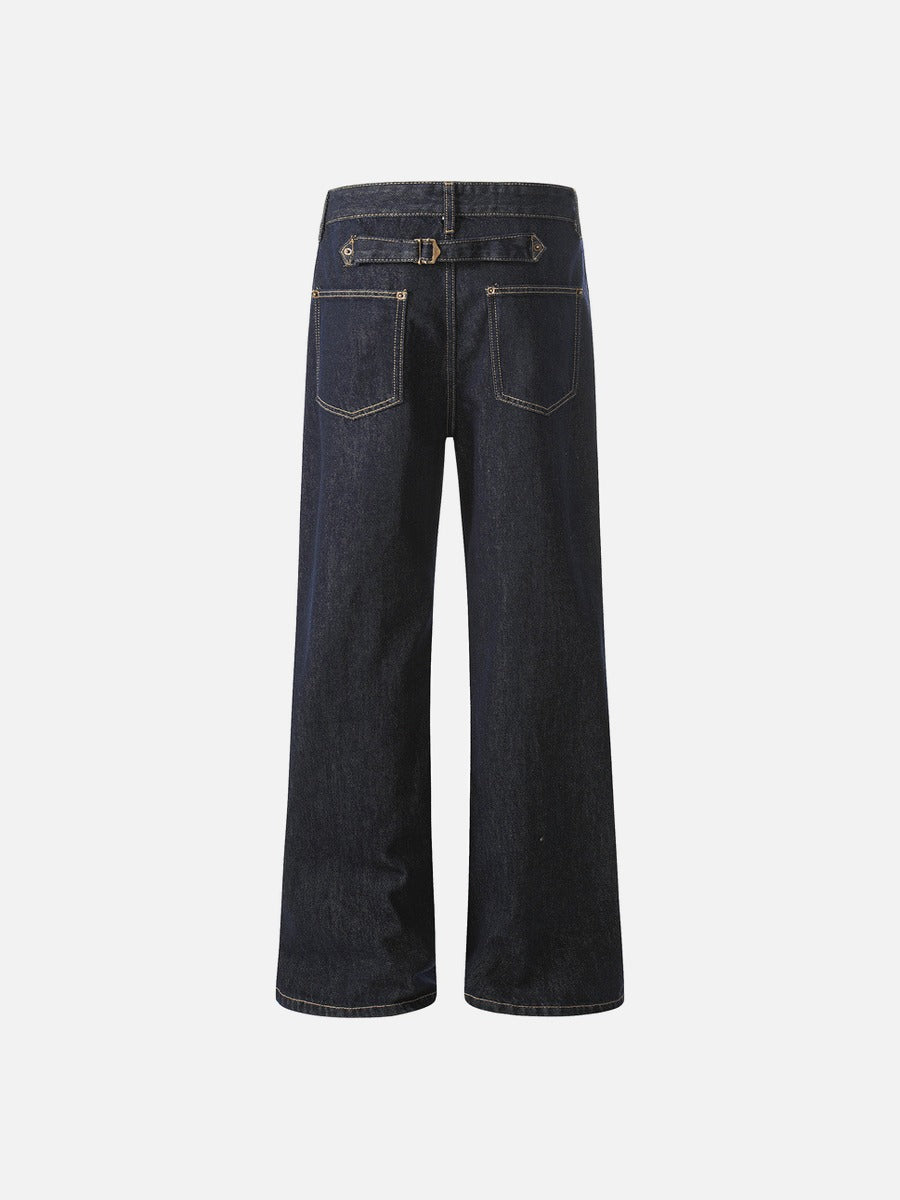 Wide-Leg Denim Jeans - Dark Indigo, White, Black