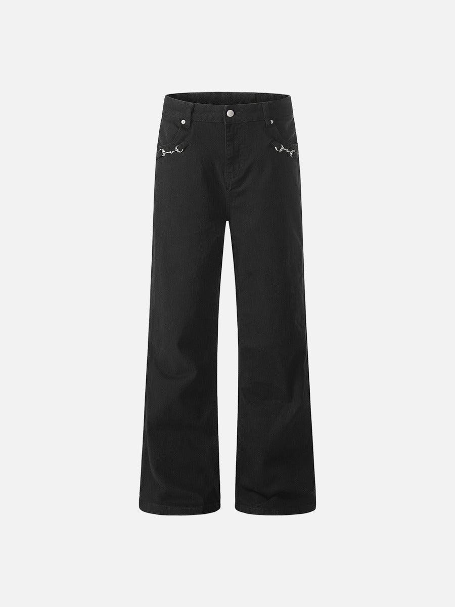 Wide-Leg Denim Jeans - Dark Indigo, White, Black