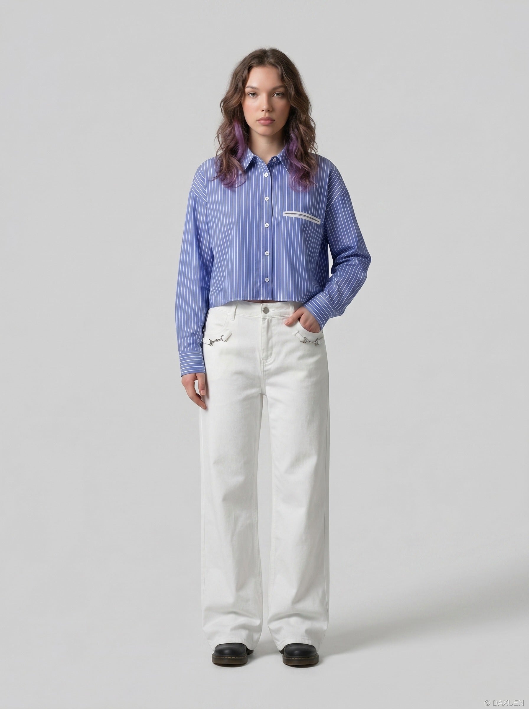 Wide-Leg Denim Jeans - Dark Indigo, White, Black