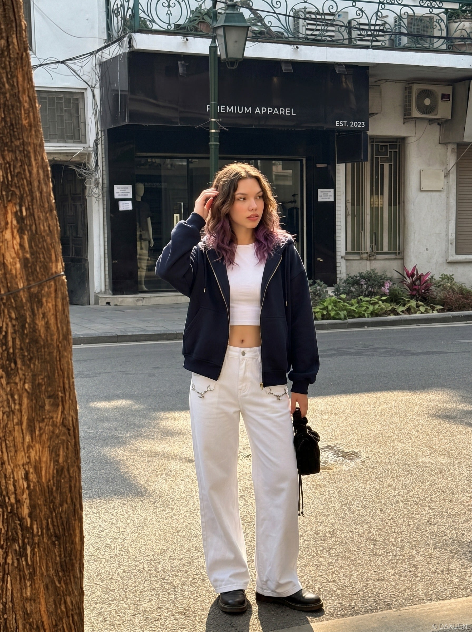 Wide-Leg Denim Jeans - Dark Indigo, White, Black