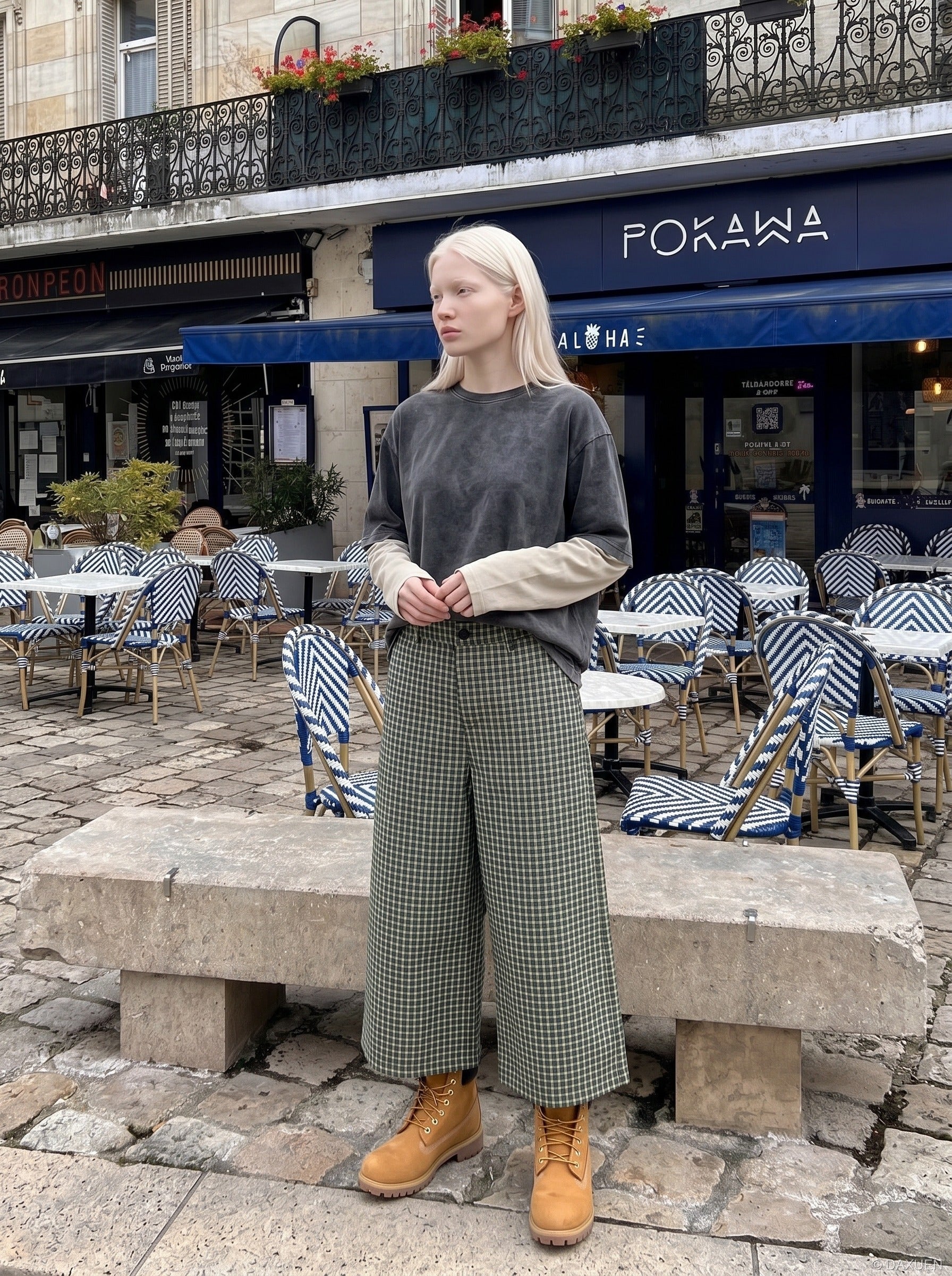 Wide-Leg Plaid Culottes Pants