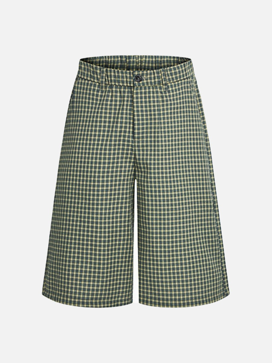 Wide-Leg Plaid Culottes Pants