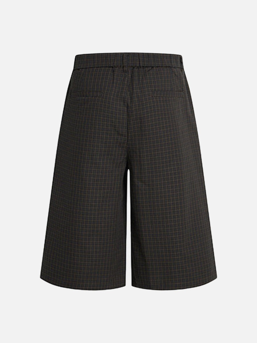 Wide-Leg Plaid Culottes Pants