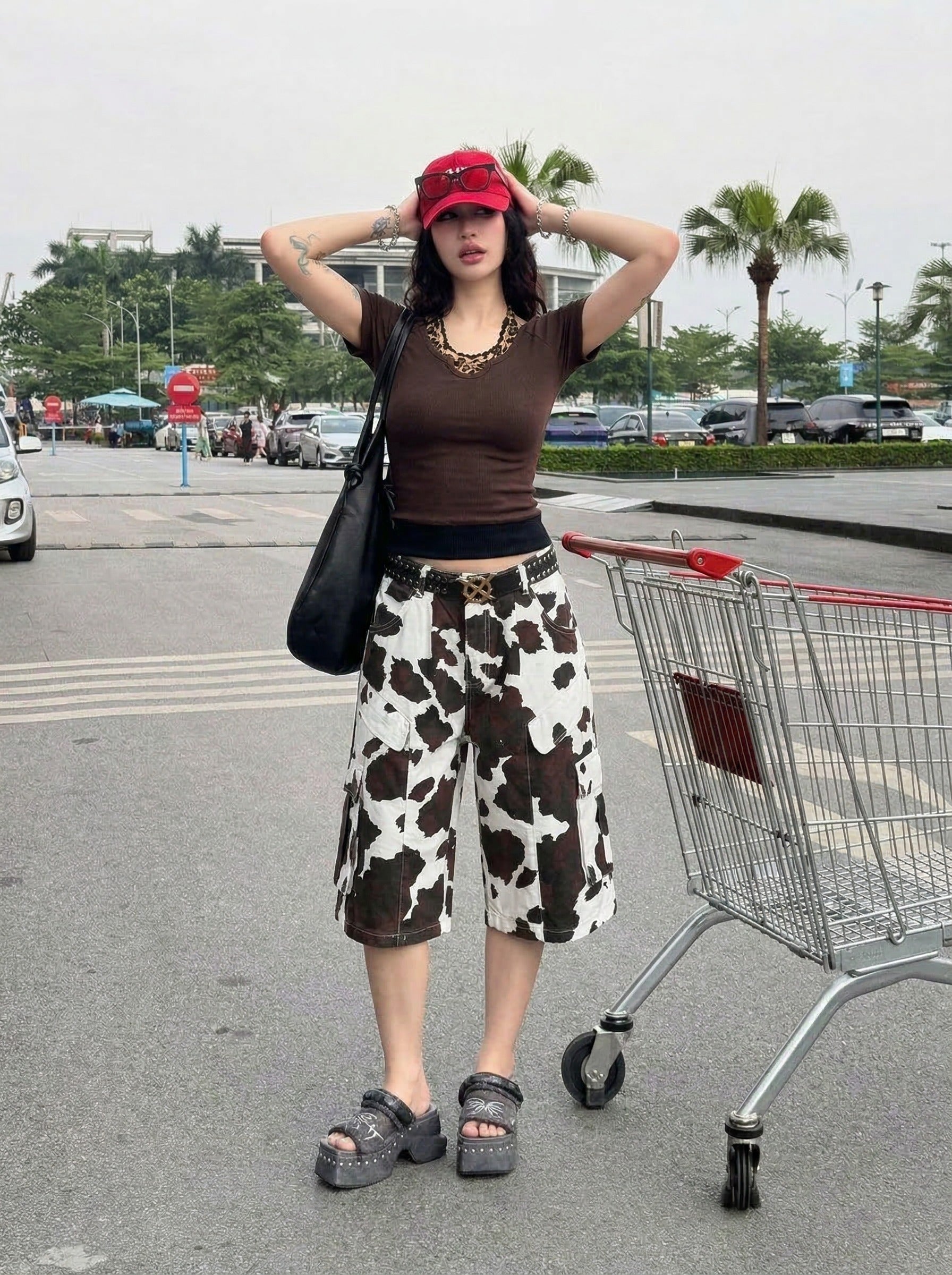 Layered Leopard Print Knit Top